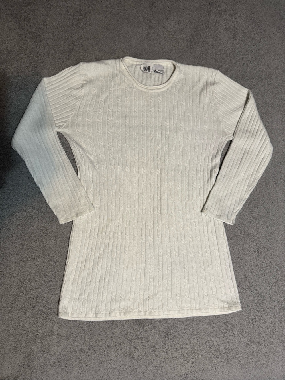 Jason Maxwell Cream Cable-Knit Crewneck Sweater